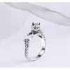 Кільце безрозмірне "Кіт" з білого металу 2*0,7*3 см.