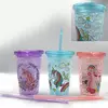 Склянка для води охолоджуюча "Unicorn" 500мл, прозр, з трубочкою, mix3