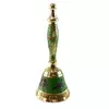 Дзвіночок з ручкою з малюнком бронзовий "Павичі на зеленому тлі" (18х7,6 см)