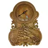 Панно дерев'яне, різьблене "Годинник з вітрильником", (40*29*2,2), ручний розпис емалями, вкрите патиною