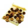 Фішки для нард із мішечком (д-28 мм, вис-10 мм) кубики в комплекті, колір натуральне дерево та коричневі.