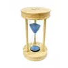 Песочные часы "Круг" стекло + светлое дерево 15 минут Голубой песок