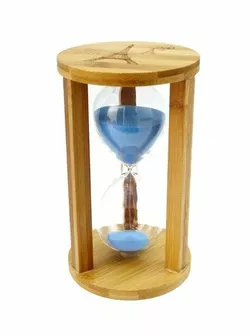 Пісочний годинник "Коло" скло + бамбук 60 хвилин Блакитний пісок