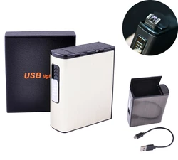 Портсигар + USB запальничка (Пачка сигарет, Електроімпульсна) №HL-157 Gold