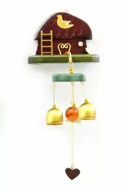 Дзвіночок дверний "Будинок з драбинкою" дерево + 3 бронзових дзвоника