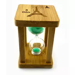 Годинник пісочний у бамбуку "Time is Money" зелений (3 хв) (9,5х6,5х6,5 см)