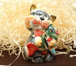 Фігурка керамічна Кіт "Рибалка" (колір)