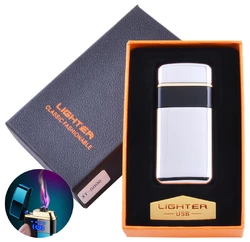 Електроімпульсна запальничка в подарунковій коробці Lighter (USB) №5006 Silver