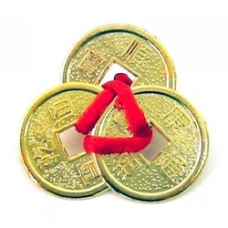 Монети (3 шт) (2см) в гаманець золоті червона стрічка (100шт / уп)