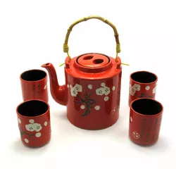 Сервиз керамический (чайник, 4 чашки) (28х16х12 см) (S086)