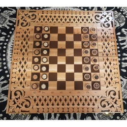 Нарди-шахмати-шашки, (56×28×2,2 см),різні,дерев'яні, з фігурами та фішками масив дерева