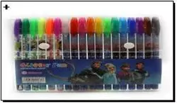 Набір гелевих ручок гліттер+неон "FZ" L, PVC, 18 кольорів, 1шт/етик.