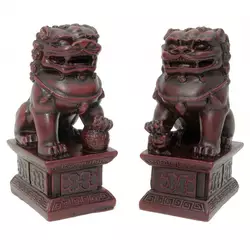 Китайські леви пара кам'яна крихта коричневі (10,5х6,5х4,5 см)
