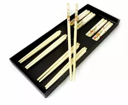Палочки для еды бамбук с рисунком набор 5 пар №6