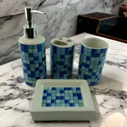 Набір для ванної кімнати "Мозаїка" синій