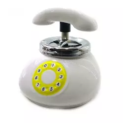 Попільничка з кришкою керамічна "Телефон" біла (12,5х11,5х13 см)