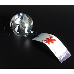 Японський скляний дзвіночок Фурін малий 7*7*6 см. Висота 40 см. Пінгвіни