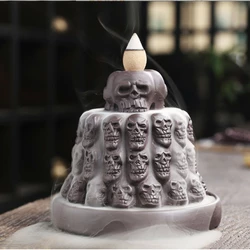 Підставка для пахощів "Рідкий дим" кераміка "Круг із черепів" 10,5*10,5*10 см.