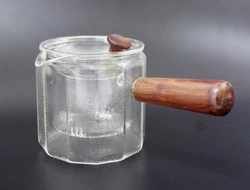 Чайник зі скляним ситом + дерев'яна ручка (500ml) термоскло