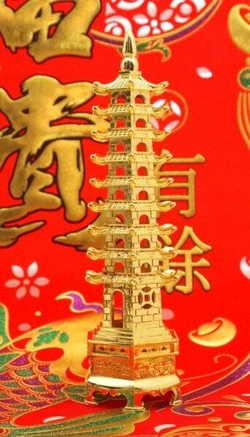 Пагода 9 ярусов силумин в золотом цвете