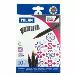 Набір фломастерів пензлик ТМ "MILAN" 10цв. 0,5-4mm 1шт/етик