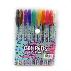 Набір гелевих ручок глиттер "Gel pens" 10шт., PVC