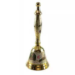 Дзвіночок з ручкою з малюнком бронзовий "Павичі на білому тлі" (18х7,6 см)