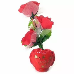 Ваза троянда керамічна з сердечком (22х9х5,5 см)C