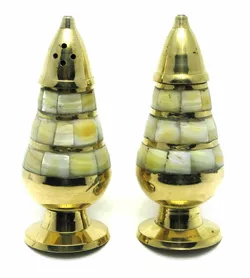 Сільниця ,перечниця бронза з перламутром (н-р 2 шт)(11х4 см)(Salt & Peper set 2 Ps (s.brass)