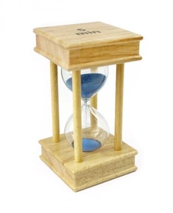 Пісочний годинник "Квадрат" скло + світле дерево 5 хвилин Блакитний пісок