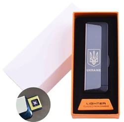 Електроімпульсна запальничка в подарунковій упаковці Ukraine (Подвійна блискавка, USB) №HL-62 Black