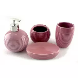 Набір для ванної керамічний рожевий (17х14х10 см)