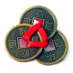 Монети (3 шт) (2см) в гаманець темні червона стрічка (100 шт / уп)