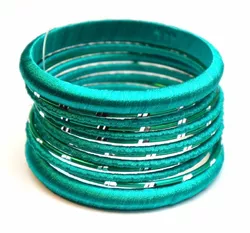 Комплект з 13 браслетів кільце в тканині Зелений