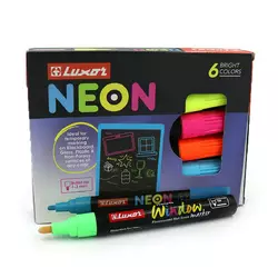 Маркер крейда для скла/черн доск/пластик "Luxor-Neon" 6 color 1-3мм, mix1шт/етик