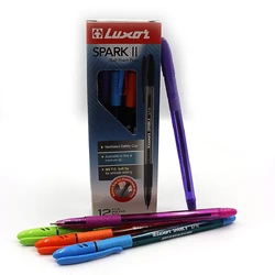 Ручка масляна "Luxor" "Spark-II" грип тон.корпус сін. 0,7 мм mix