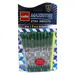 Ручка олійна "CL" Maxriter (зелена) NEW + доп ручка (синій блист.), 10 шт./етика