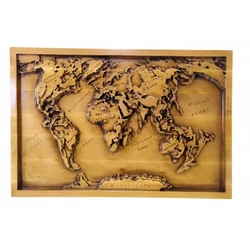 Панно "Карта світу" дерев'яне,різне, покрите патиною (43×29×2.5 см) масив дерева