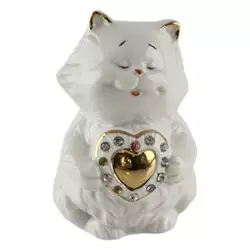 Кіт із сердечком фарфор (10х7,5х6,5 см)
