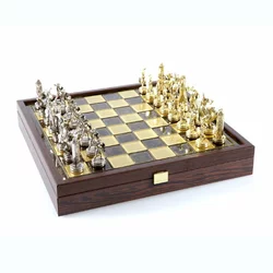 SK4BRO шахи "Manopoulos", "Грецька міфологія",латунь, у дерев'яному футлярі, коричневі 34х34см, 3 кг