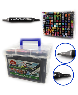 Набір скетч маркерів "TouchCool" скош + тонко, 120цв., Пласт. чемодан, 120шт/етик.