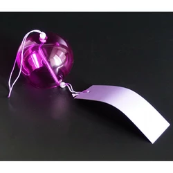 Японський скляний дзвіночок Фурін 8*8*7 см. Висота 40 см. Фіолетовий