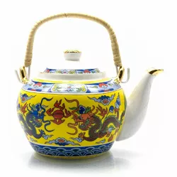 Чайник фарфор з бамбуковою ручкою (750мл.)(TPR1007-6) "Дракони" (24 шт. в ящ.)