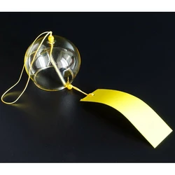 Японський скляний дзвіночок Фурін 8*8*7 см. Висота 40 см. Жовтий
