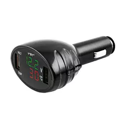 Термометр вольтметр VST-708-4, зеленувато-червоний, +2 USB роз'єму