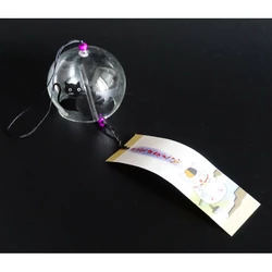 Японський скляний дзвіночок Фурін малий 7*7*6 см. Висота 40 см Чорні коти