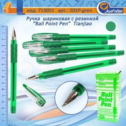 Ручка кулькова масляна "Tianjiao" з грипом, зел.