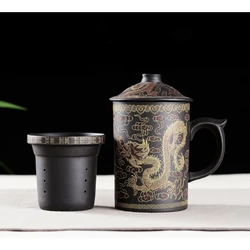 Чашка "Два дракона" із ситом чорна 250 мл. 11*7,5*14см.