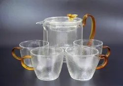 Набір чайник із ситом (500ml) + 4 чашки (100ml) термоскло