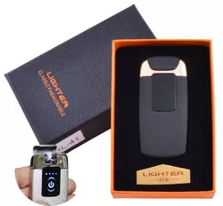 Електроімпульсна запальничка в подарунковій упаковці Lighter (Подвійна блискавка, USB) №HL-41 Black